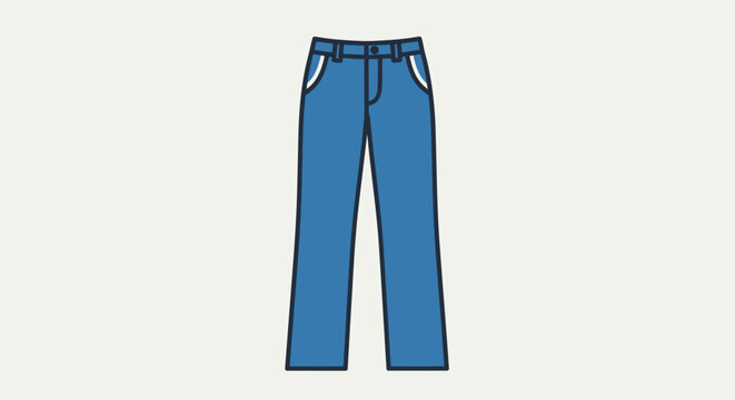 Minimalist Illustration of Denim Jeans with Clear Outlines and Basic Color Palette