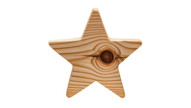 Rustic Wooden Star Ornament with Prominent Knothole Center