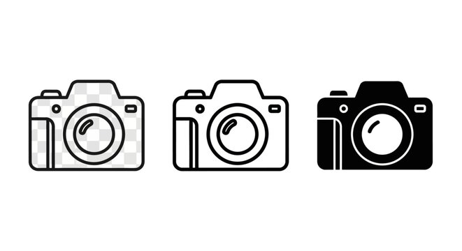 Collection of stylized laptop computer icons, showcasing different perspectives and fill styles for digital design applications