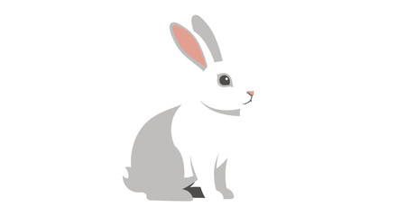 Obraz premium Minimalist Illustration of a Sitting Rabbit Against a White Background