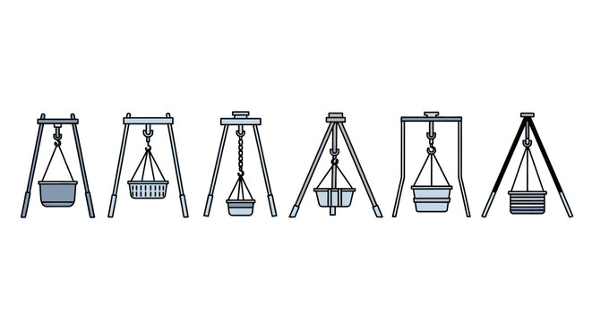 Hanging cauldron tripod collection for outdoor campfire cooking