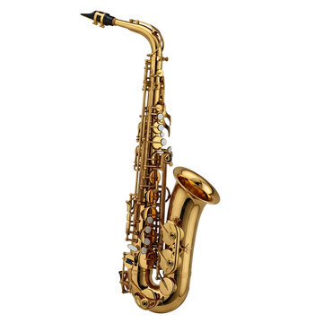 A shiny gold saxophone with keys and valves