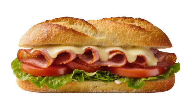 Delicious Italian Sub Sandwich with Ham Cheese Tomato Lettuce