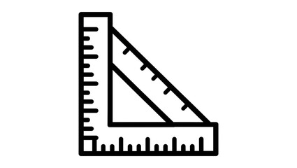 Fototapeta premium Black Geometric Right Triangle Ruler with Millimeter Markings