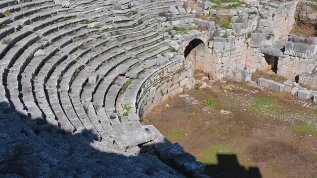 Ancient Roman theater and pillar tombs at Xanthos, Turkey