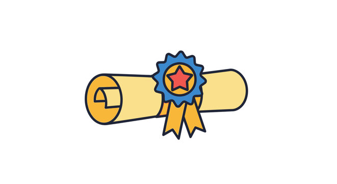 Illustrated scroll with award ribbon symbolizing achievement, celebration, and academic success