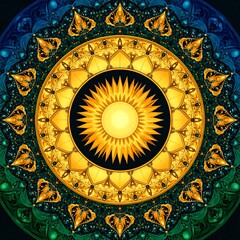 Fototapeta premium Radiant Mandala - A Concentric Exploration of Light and Shadow.