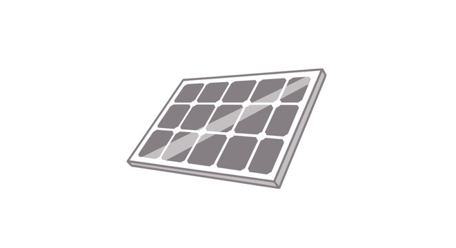 A monochromatic illustration of a solar panel ready to convert sunlight into power for use
