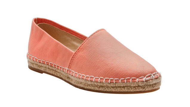 Coral canvas slip-on espadrille shoes with jute sole detail