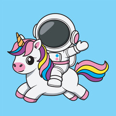 Fototapeta premium Astronaut Riding a Unicorn
