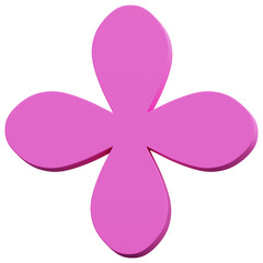 Fototapeta premium 3D Pink Abstract Four Petal Rounded Floral Symmetry Shape