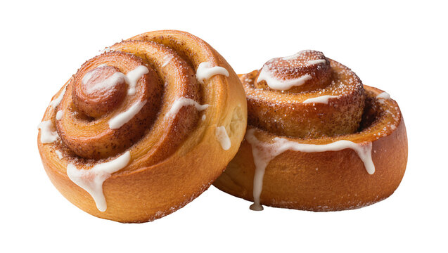 Cinnamon swirl buns with icing and sugar sprinkles
