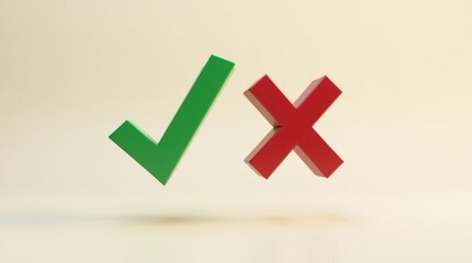 Obraz premium Símbolos de marca de verificación y cruz