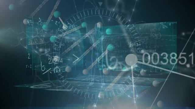 Animation of scientific data processing and dna strand spinning