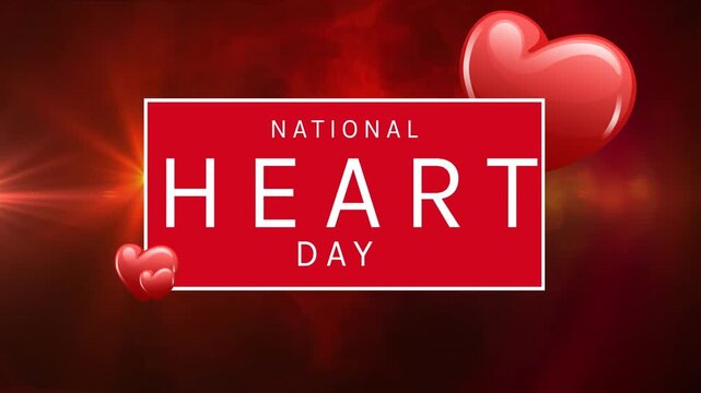 Animation of national heart day text over shapes