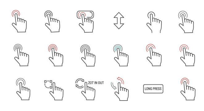 Computer mouse cursor hand icons set.
