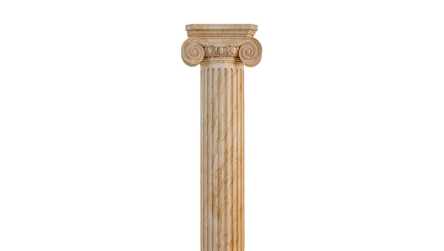 Ancient weathered marble column with ornate Corinthian capital