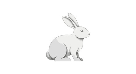 Obraz premium Minimalist Illustration of a White Rabbit in Profile Posing on White Background