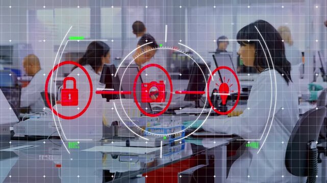 Animation of network of connections with icons and scope scanning over diverse scientists