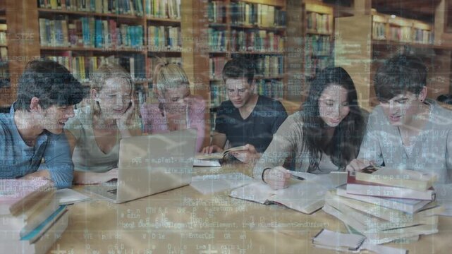 Animation of data processing over diverse students study together