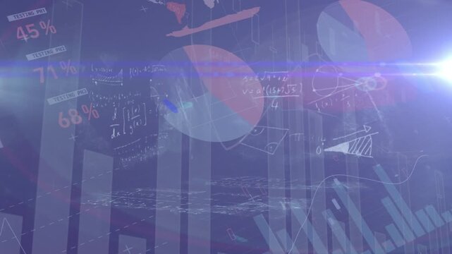 Animation of arrows connections and globe rotating in blue space