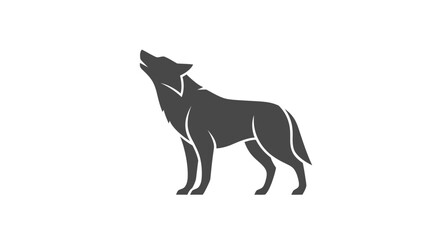 Fototapeta premium Silhouette of a howling wolf on a white background, representing untamed wilderness