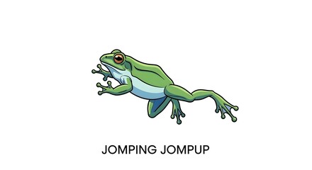 Fototapeta premium Green Frog Mid-Jump Illustration.