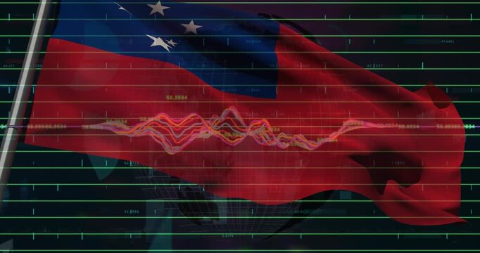 Animation of data processing over flag of samoa