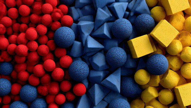 collection of foam pit blocks, commonly used in gymnastics or trampoline parks for safety. 