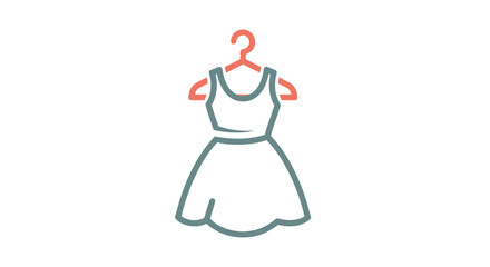 Obraz premium Minimalistic Illustration of a Dress on a Hanger: A Simple Fashion Icon Design