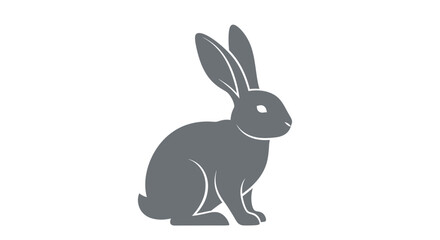 Obraz premium Silhouette illustration of a gray rabbit sitting gracefully on a white background