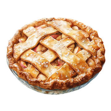 Watercolor painting of Apple Pie, detailed and artistic vector illustration on a white background.