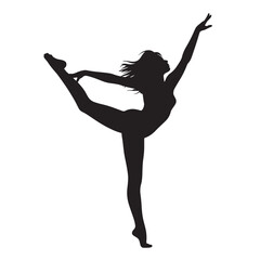 Obraz premium Silhouette of a female ballet dancer in a graceful dancer pose with black and white with pas de deux