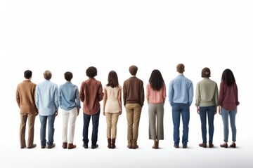 Obraz premium Diverse group of 8 people person back background.