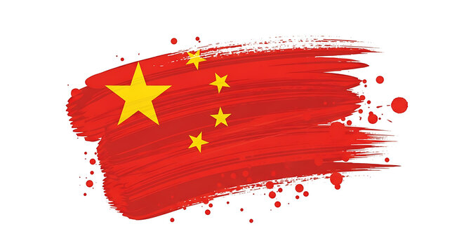 China flag with brush stroke effect