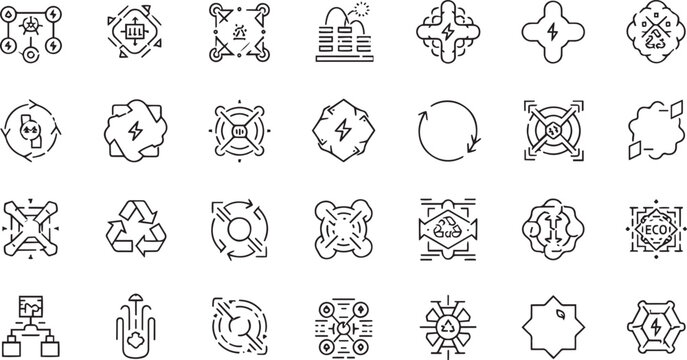 Smart Grid Energy Automation and Carbon Analytics Icon Set