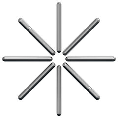 Fototapeta premium 3D Chrome Abstract Thin Radial Asterisk Shape
