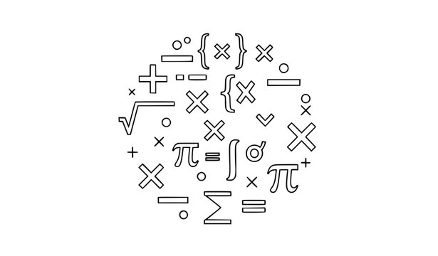 Mathematical calculation icons with algebra symbols editable stroke thin line vector for education and learning infographic