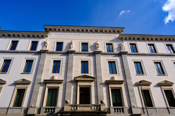 Fototapeta premium Old residential building along Via Caradosso in Milan, Italy