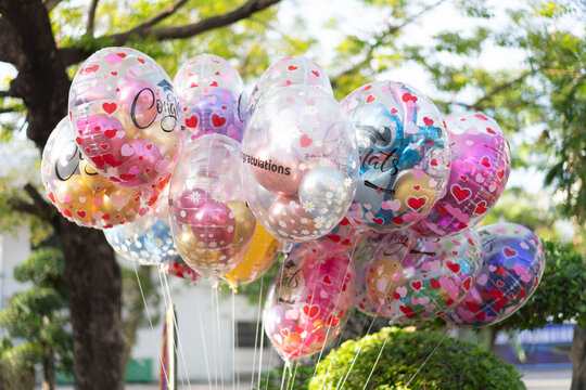 Colorful congratulations balloons for graduation party celebration