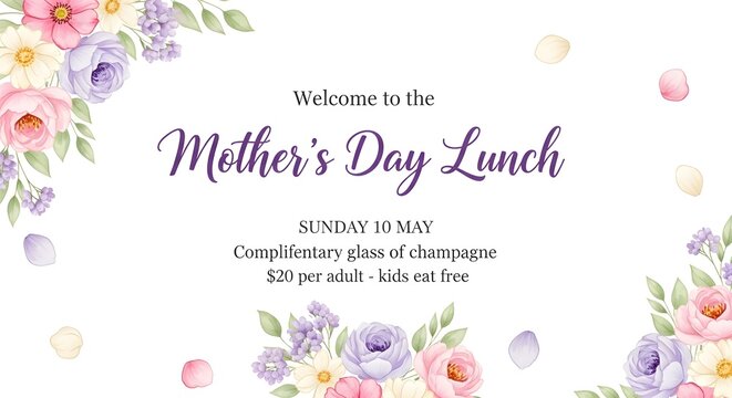mothers day card and free lunch offer text