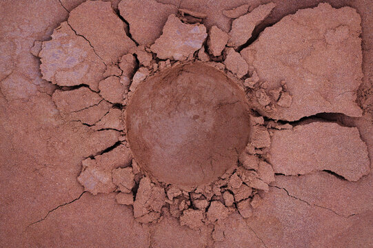 Chocolate cocoa or coffee powder with round indent copy space