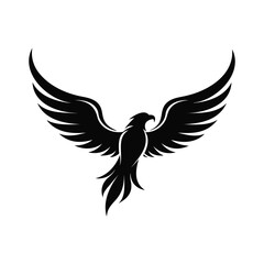 Obraz premium Black Silhouette Eagle with Wings Spread Wide