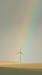 Naklejka premium Dreamcore wind turbine environment minimalist landscape mobile wallpaper