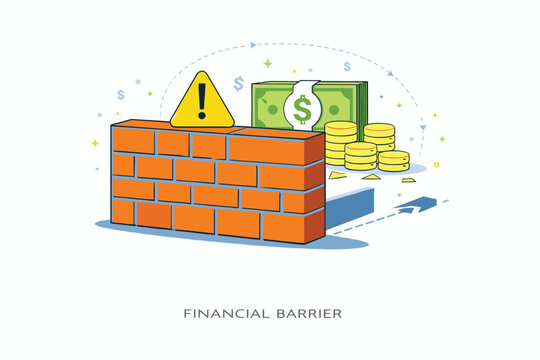 Illustration depicting financial barriers and economic challenges ahead