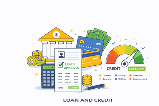 Illustrated overview of loan approval and credit score factors