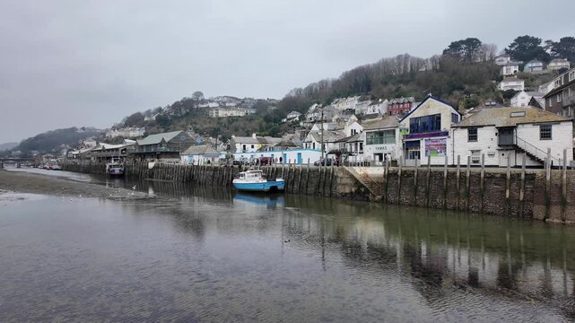 Looe Cornwall England UK. 23.03.2026. Video. Low water  with sea coming into the port at Looe  fishing harbour Cornwall