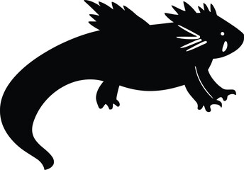 Fototapeta premium Cute cartoon a illustrator silhouette axolotl
