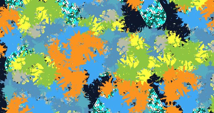 Animation of covid cells flying on dark background