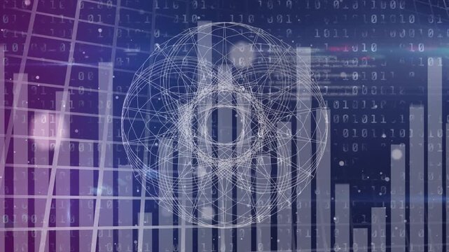 Animation of rotating brain over data processing and statistical information